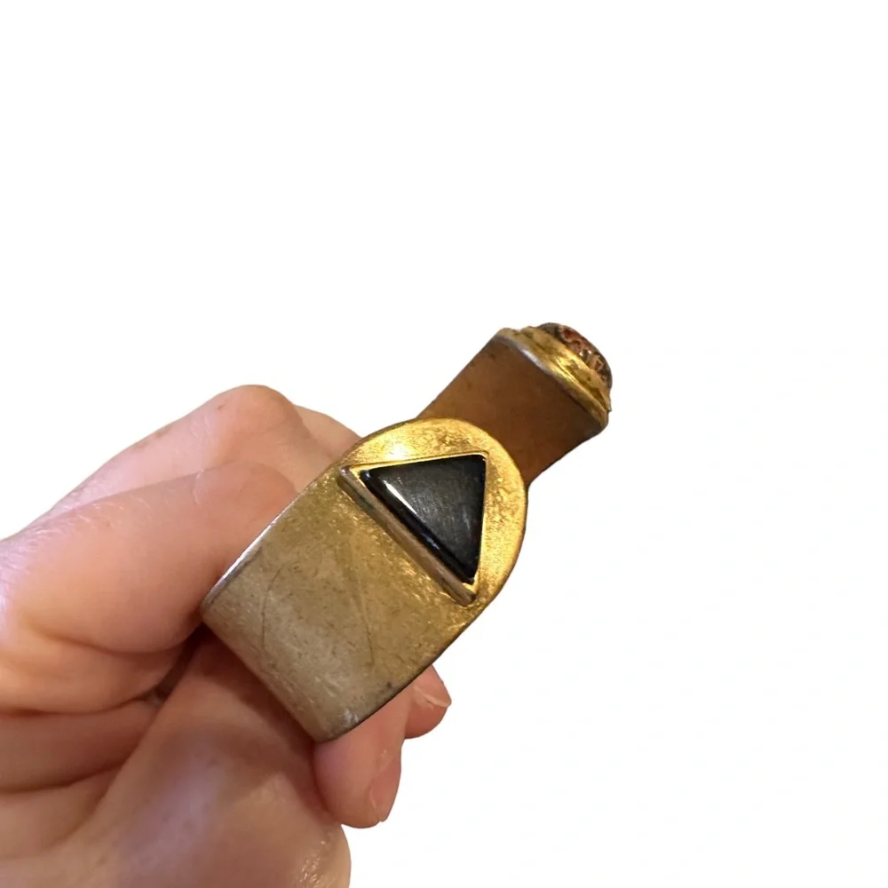 Madewell Cuff Bracelet Antique Brass Gold Stone Artsy Hippie Funky Jewlery - Picture 6 of 8